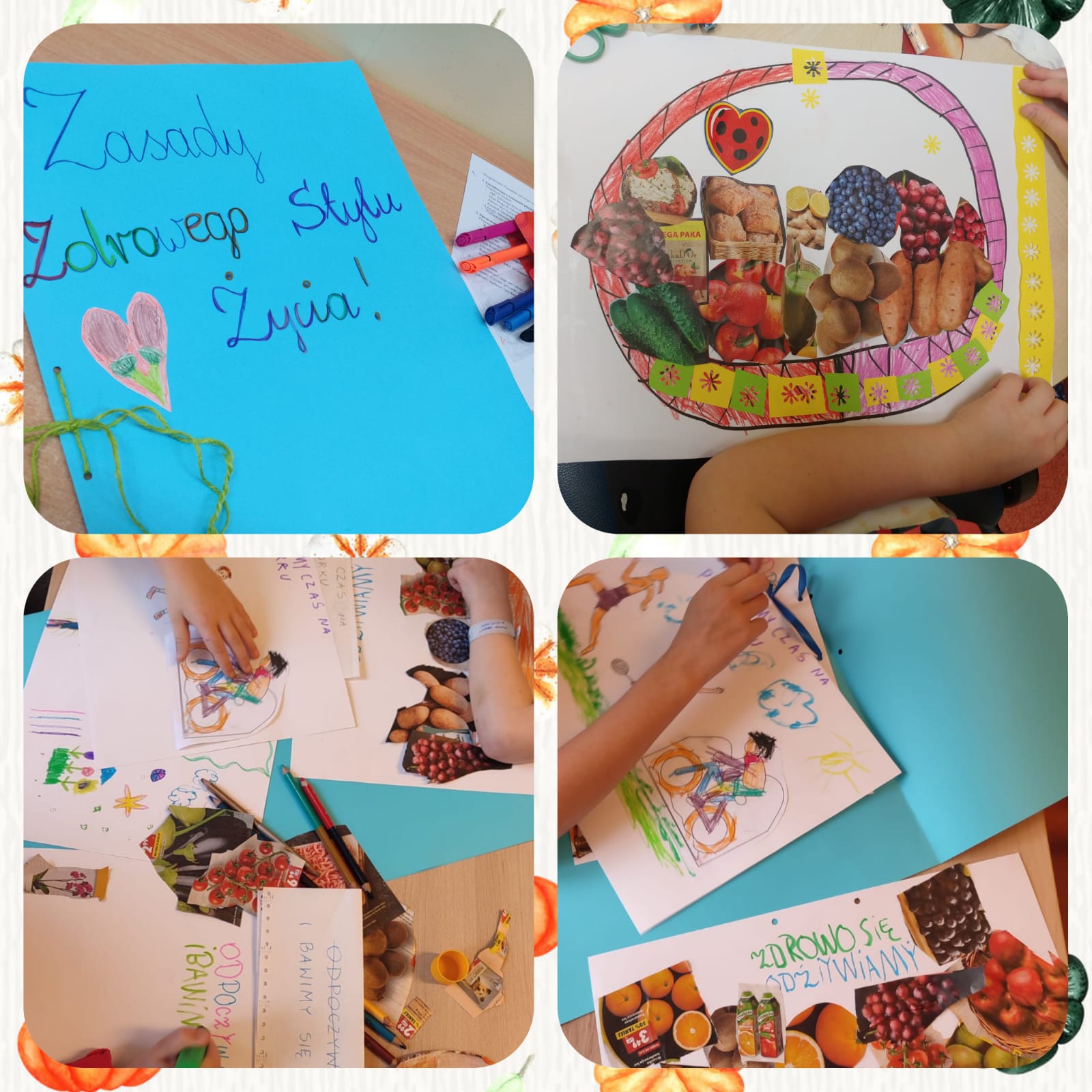 Dzieci przygotowują prace plastyczne - poradniki zdrowego stylu życia