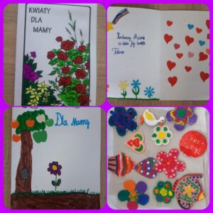 kolaż prac - laurki dla mamy wykonane przez dzieci