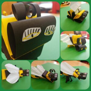 kolaż prac - pszczółki wykonane z papieru