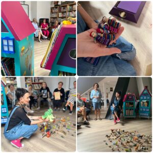 kolaż zdjęć: nauczyciele szkolący się z zająć z wykorzystania Bajkowozu