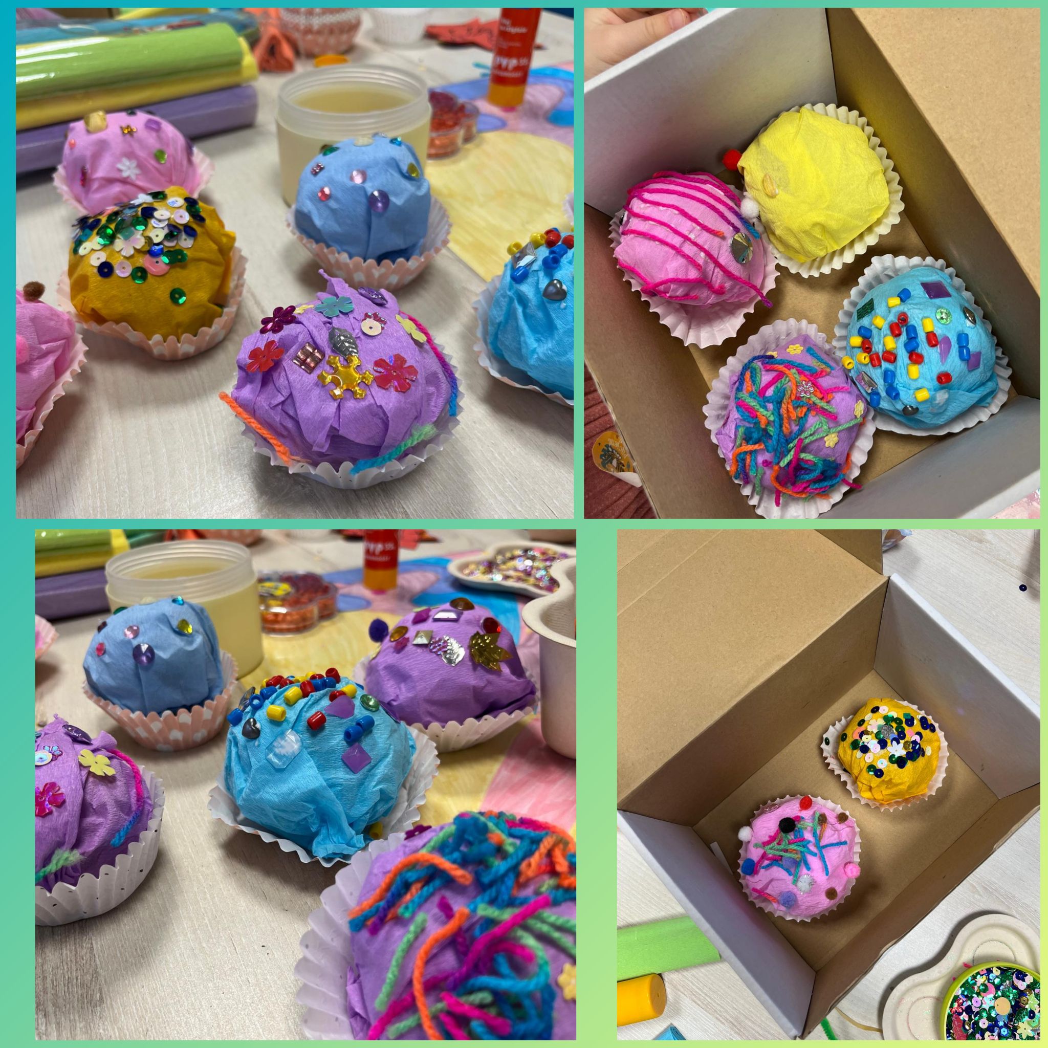 kolorowe pączki wykonane z papieru i farb