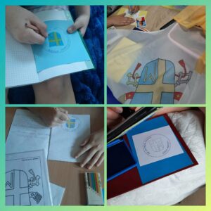 kolaż ukazujący prace z okazji Dnia Papieskiego