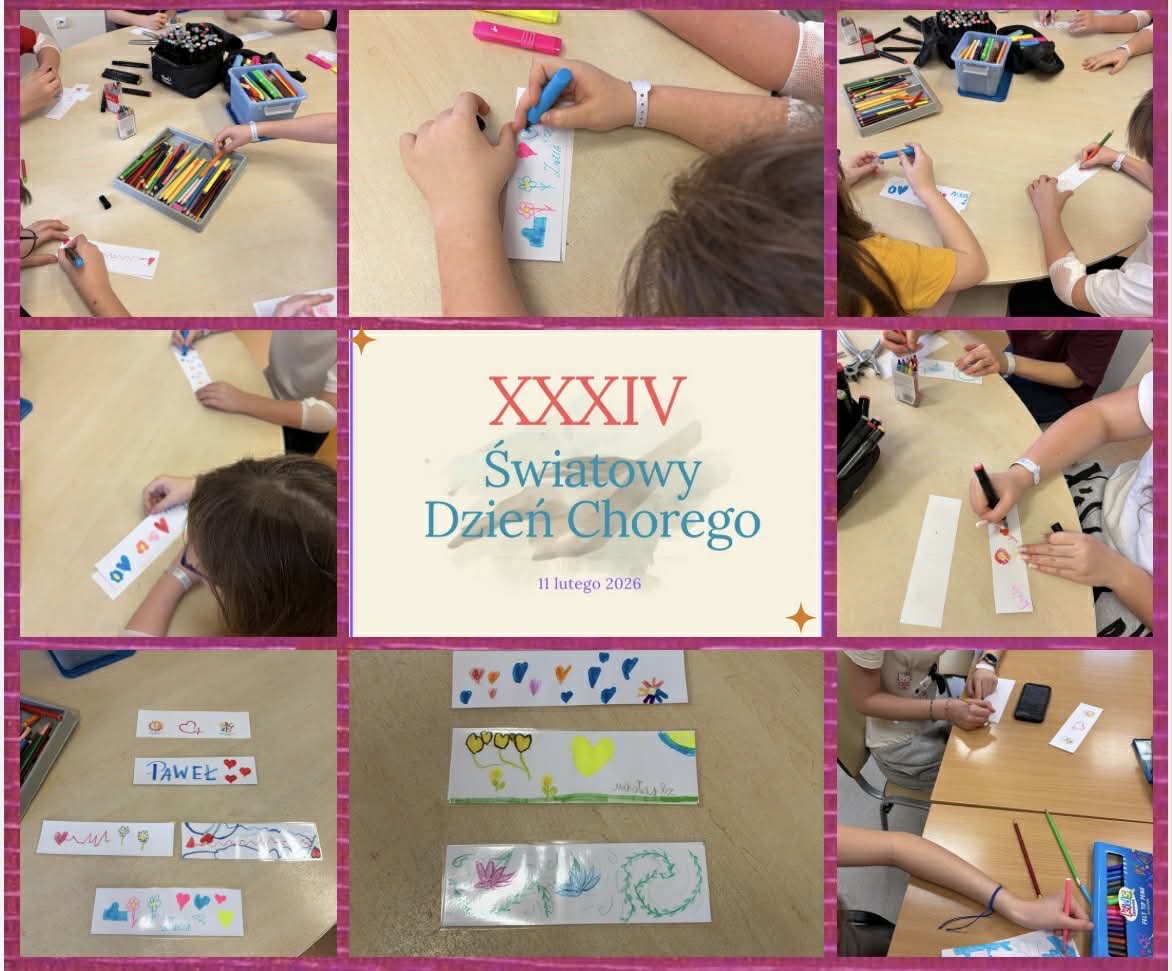 kolaż prac zwiazany ze światowym dniem chorego