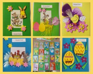 kolaż prac wielkanocnych pacjentów szpitala